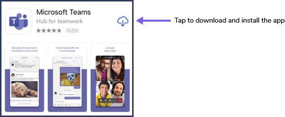 Screenshot shows Microsoft Teams app in the Apple App Store