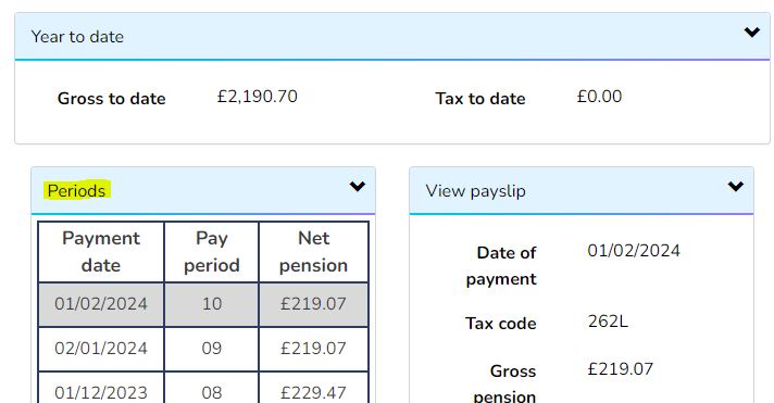 Image shows a list on the left hand side with monthly dates to choose from.